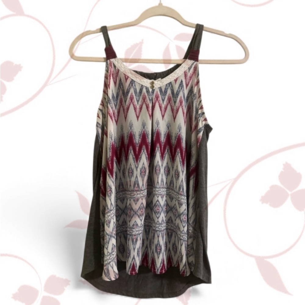 🐣Rewind Chevron Tank Top - Red and Gray